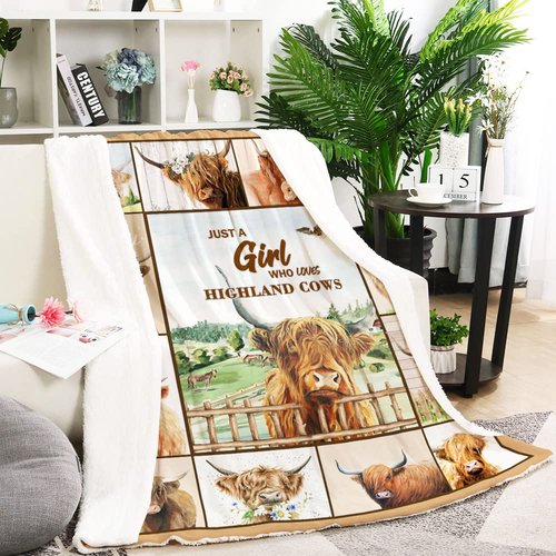 CYREKUD Highland Cow Throw Blanket, Cow Lovers Gift, Sofa Decor, 50" x 60"