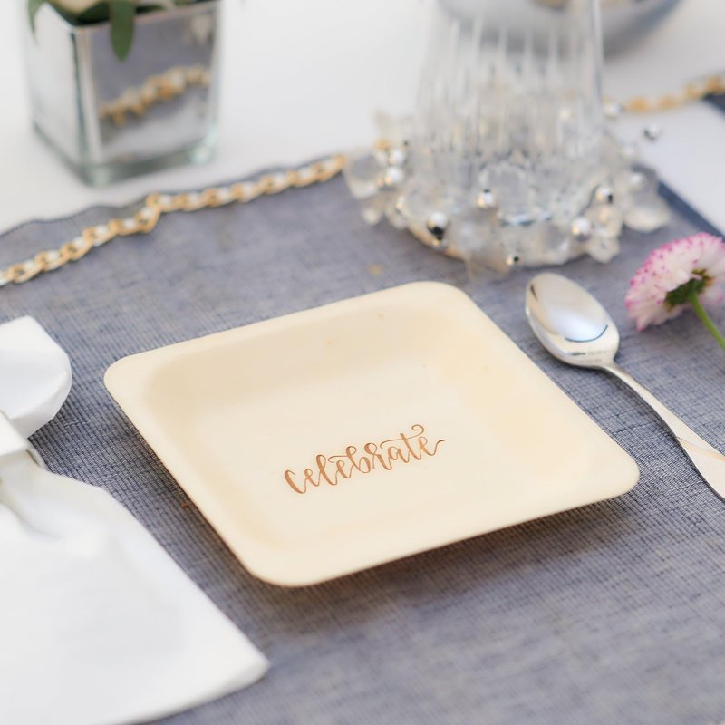 Celebrate Disposable Party Plates – Rustic, Compostable Alternative to Plastic Plates for Birthday Parties, Catering and Special Events (Appetizer, 50-Pack)
