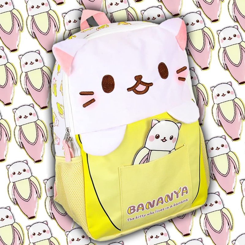 Bioworld Crunchyroll Bananya Plush 3-D Cat Anime Cartoon 16" Backpack