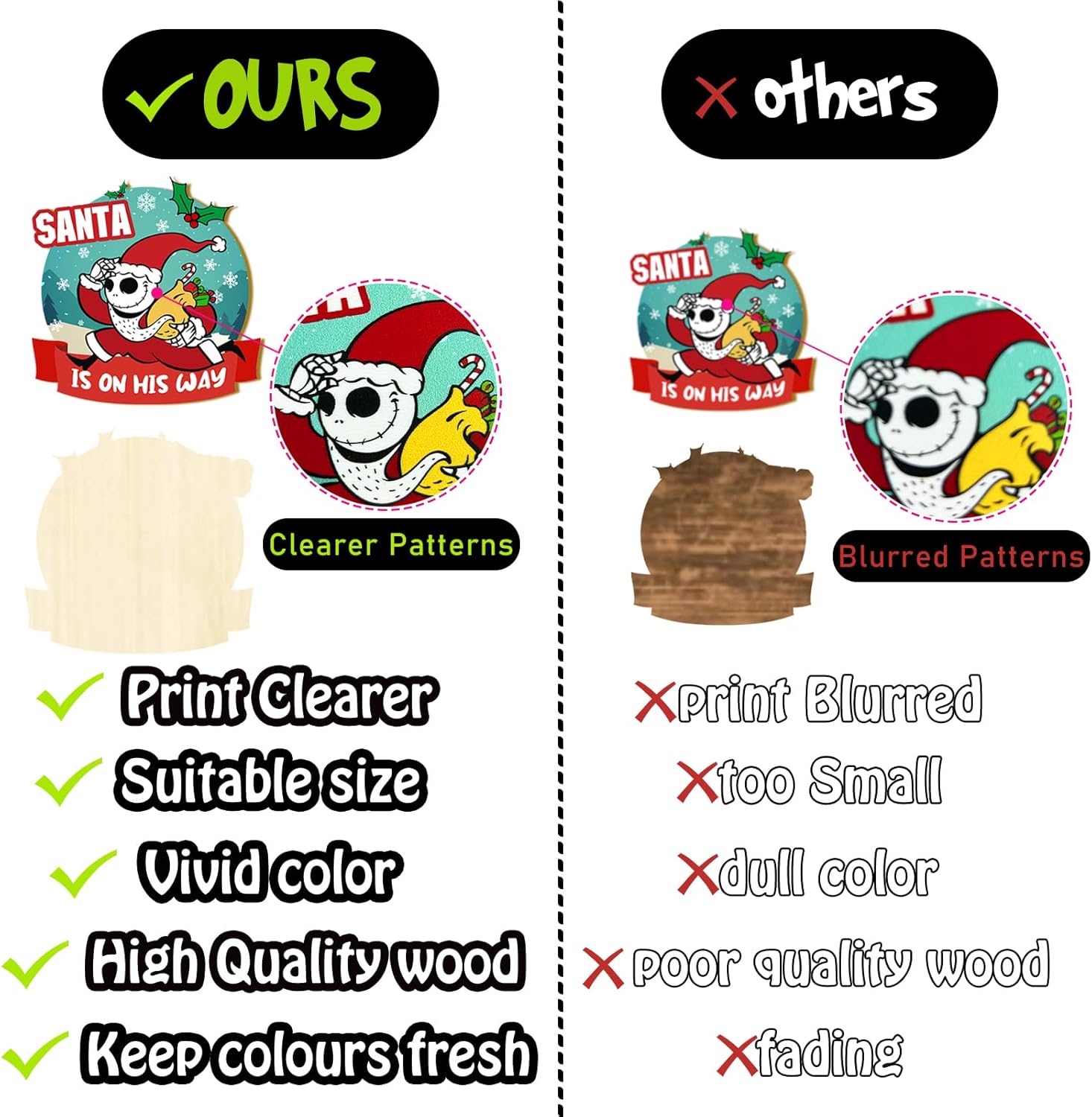 Regine Switzerland 18PCS Jack & Sally Wooden Christmas Tree Ornaments - Nightmare Before Christmas Decor