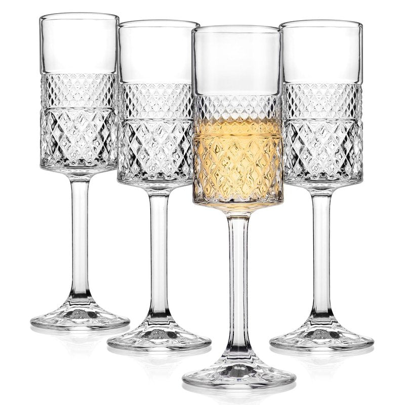 Cambareign Champagne Flutes Set of 6, 7oz Square Champagne Glasses, Lead-Free Crystal Champagne Flute Glass, Unique Gift for Birthday, Wedding, Anniversary