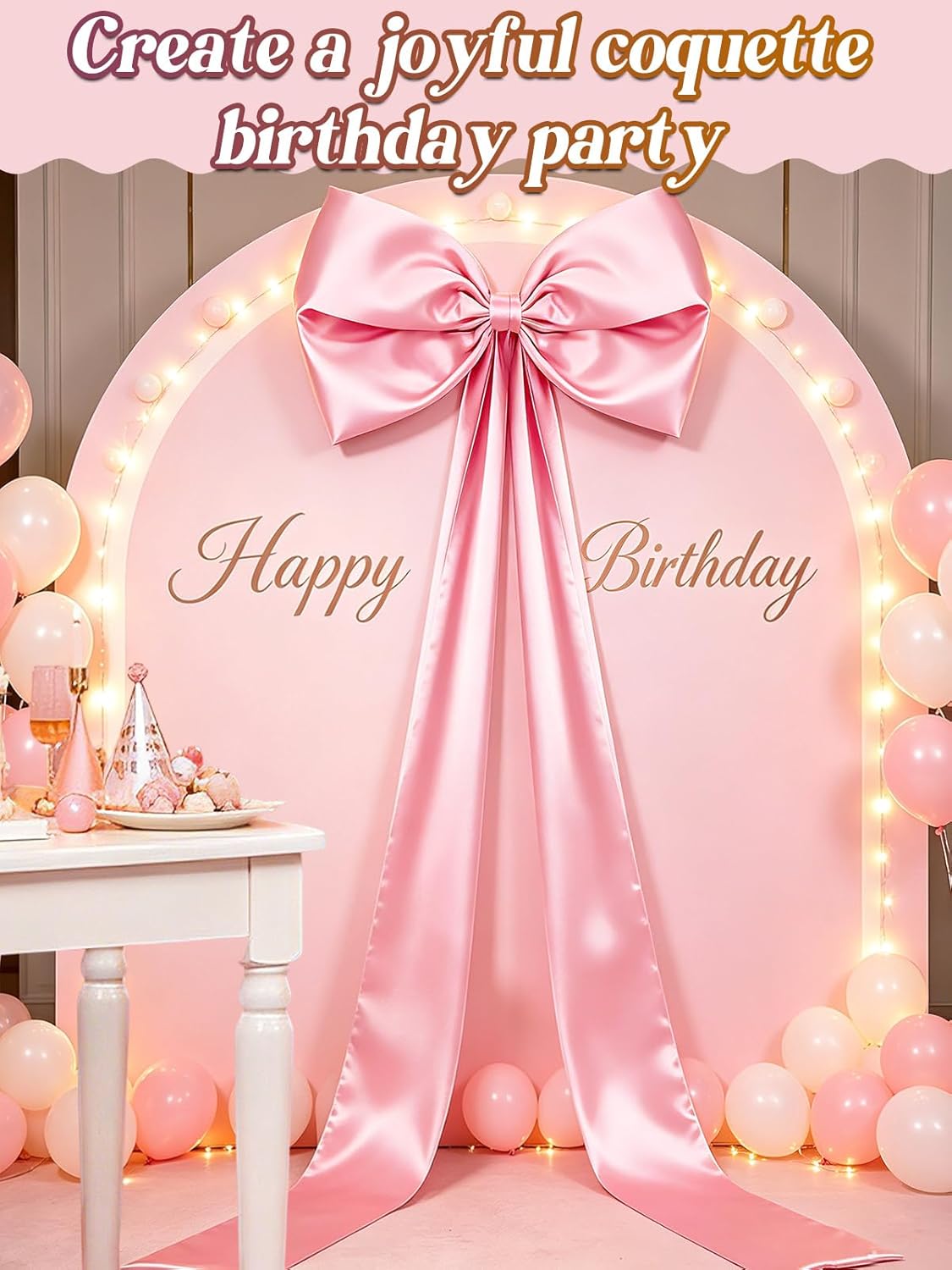 Regine Switzerland 27" x 122" Giant Pink Bow - Satin Bow with Long Streamers for Birthday & Holiday Decor