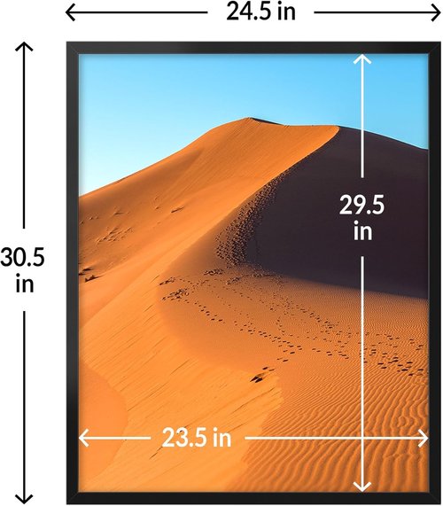 LaVie Home 24x30 Black Picture Frame - HD Plexiglass Wall Display Frame for Vertical or Horizontal Use