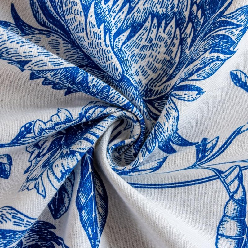 F-CHU Blue Floral Tablecloth Square Cotton Linen Table Cloth with Tassels for Restaurant, Picnic, Indoor and Table Cover Home Decoration 60x60-Inch