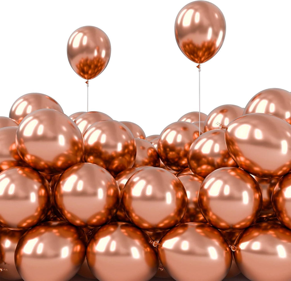 PartyWoo Metallic Rose Gold Balloons - 50 Pcs 5-Inch Perfect for Bachelorette & Wedding Decor