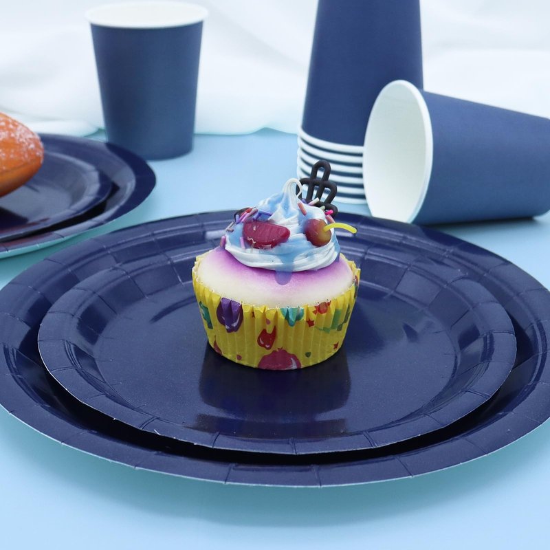 Gudvilla 168pcs Black Paper Plates and Napkins for Halloween Birthday Anniversary Decorations, Black Plates Disposable Dinnerware Sets for Party Supplies and Party Decorations Serves 24