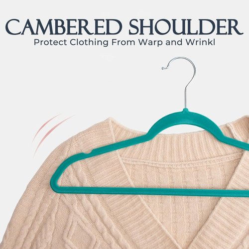HOUSE DAY Mint Green Velvet Hangers - 60 Pack Non-Slip Heavy Duty Felt Hangers | Slim Space-Saving Design