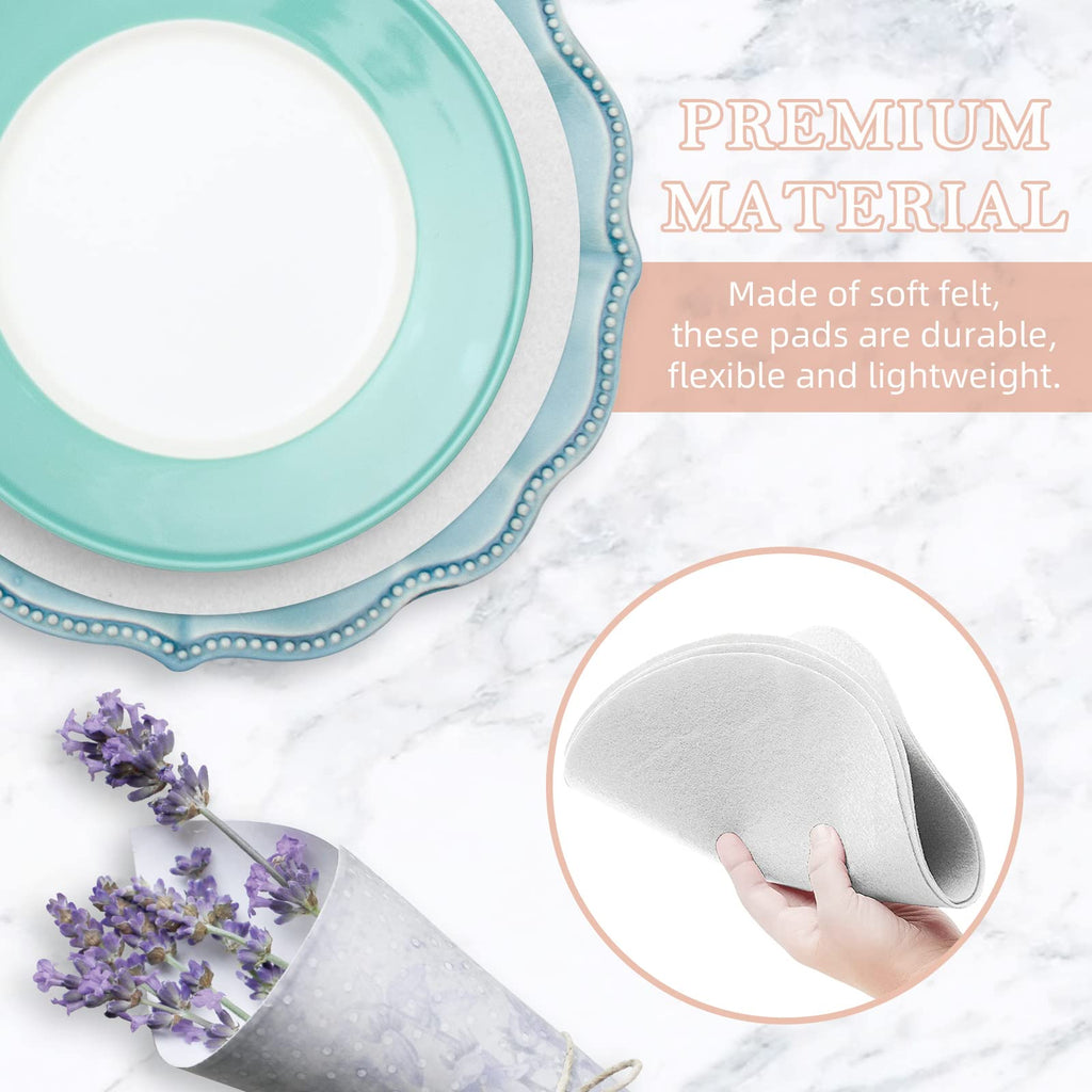 ReFeltidolom Thick Felt Plate Dividers, Set of 48 Plate Separators Round China Storage Dividers Dish Protectors White Felt Pads for Stacking China/Dish/Saucers, 10.5 Inch