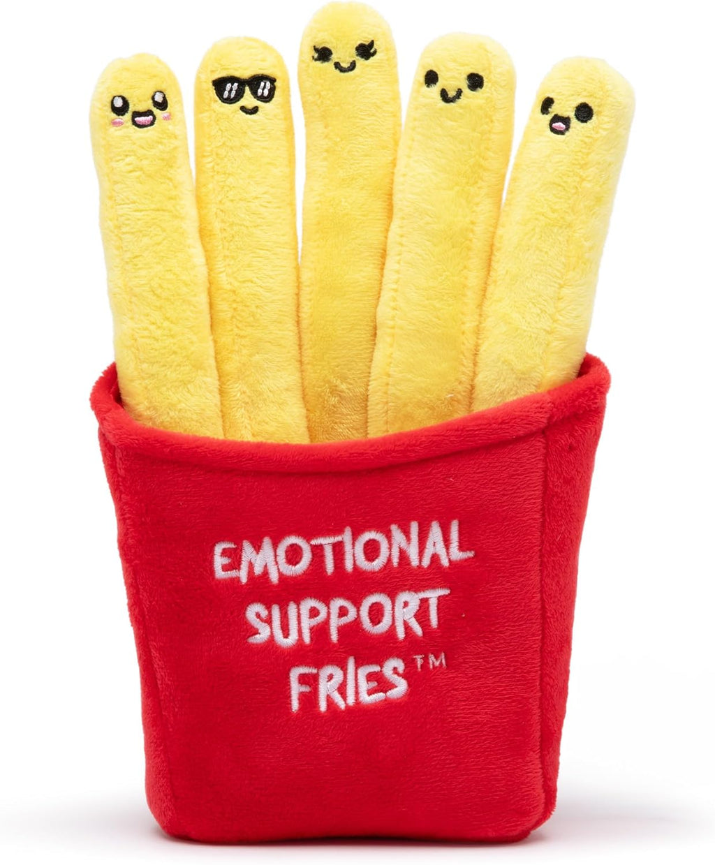 Relatable Emotional Support Fries | Cuddly Plush Toys - 5 Squishy Stuffed Animals with Basket