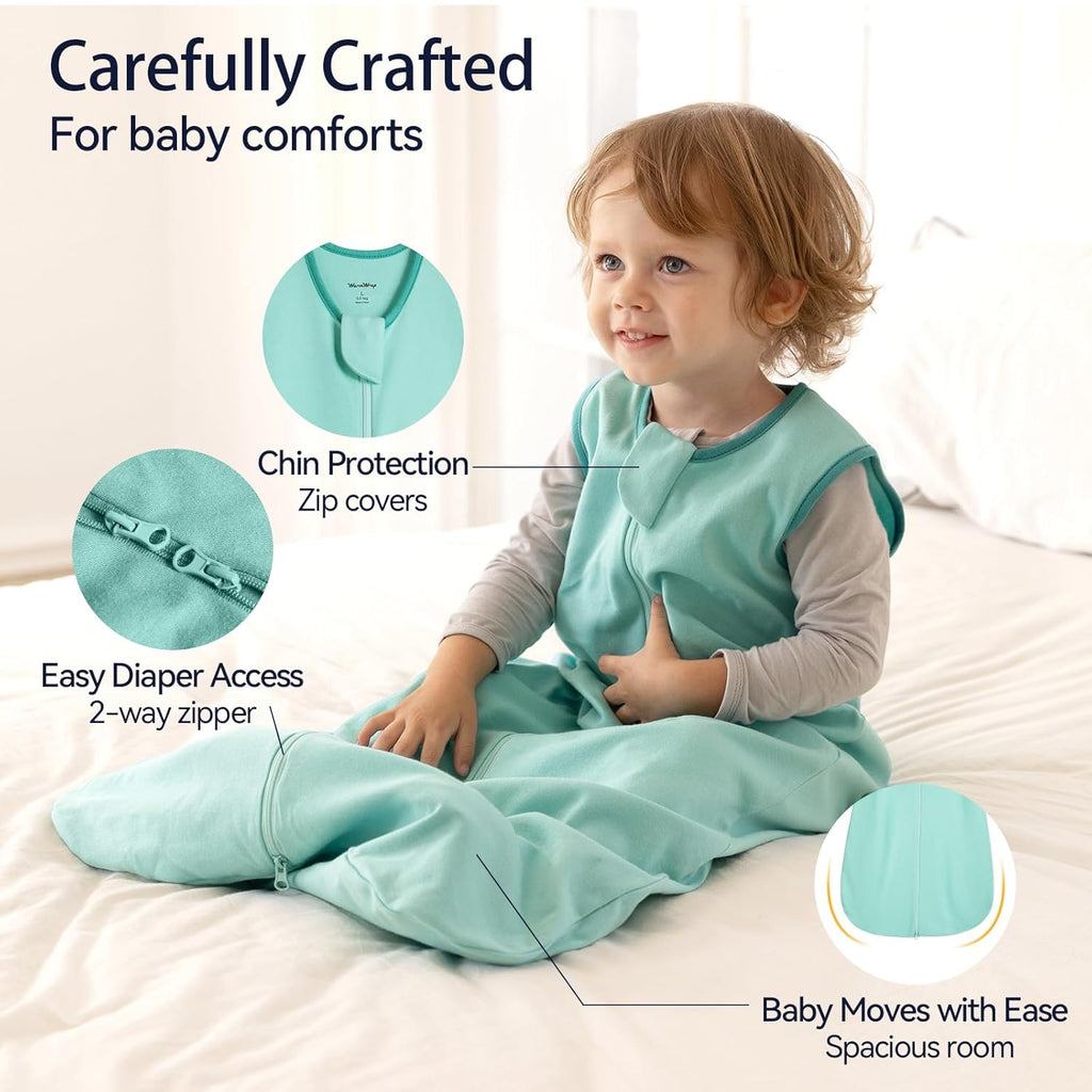 Skiennix Baby Sleep Sack - 100% Cotton 0.5 Tog Wearable Blanket for 12-18 Months | 3 Pack, Soft & Breathable