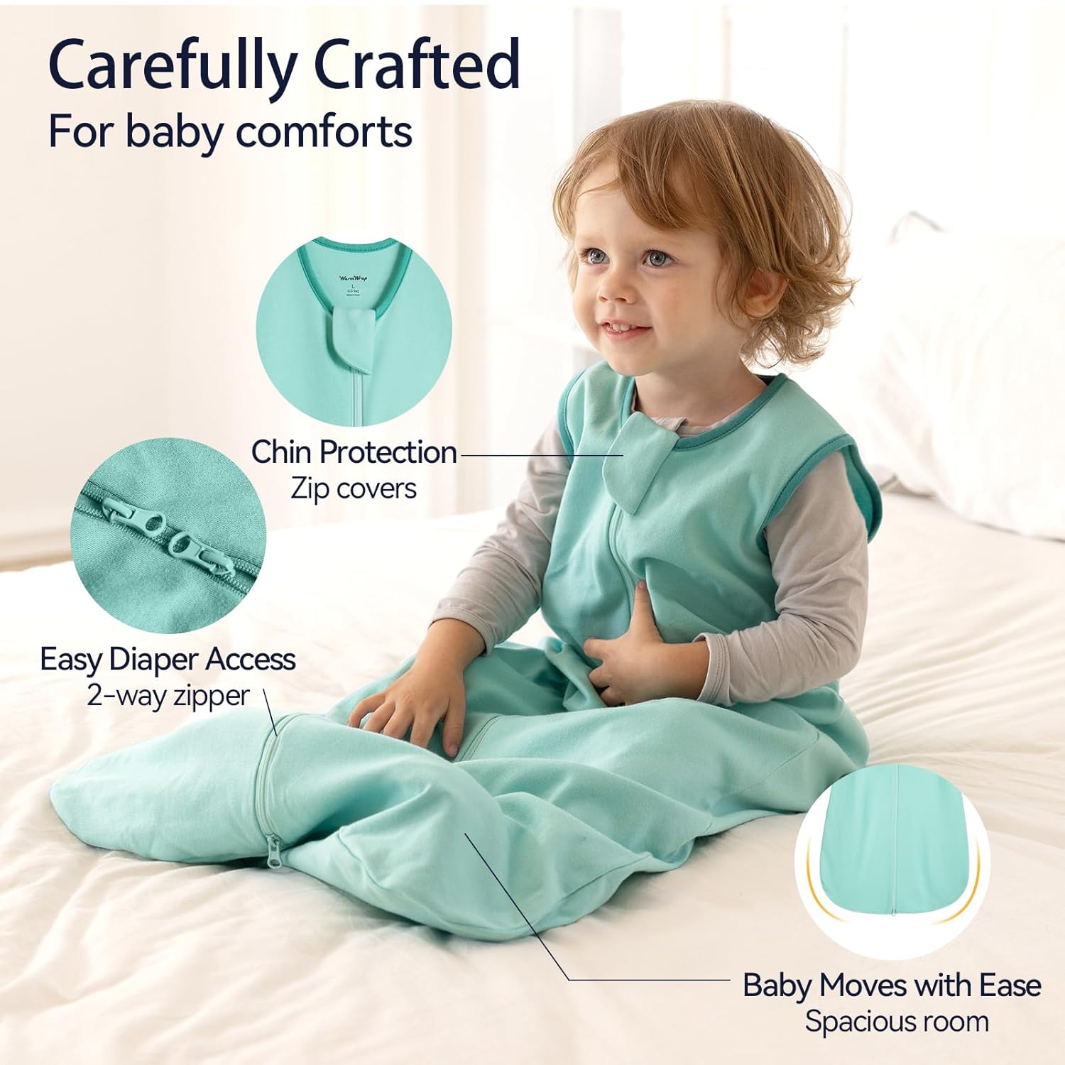 Skiennix Baby Sleep Sack - 100% Cotton 0.5 Tog Wearable Blanket for 12-18 Months | 3 Pack, Soft & Breathable