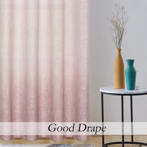 WEST LAKE Pink Ombre Linen Curtains for Bedroom 63 Inches Cream White and Pink Gradient Drape for Lover Valentines Living Room Kids Room Window Treatments Semi Voile Dust Rose Grommet Top 50"Wx63"Lx2