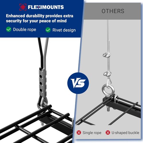 FLEXIMOUNTS Garage Lifting Metal Rack - Adjustable 4x4 Ft Overhead Storage System | Heavy-Duty 350lbs Capacity, Satin Black