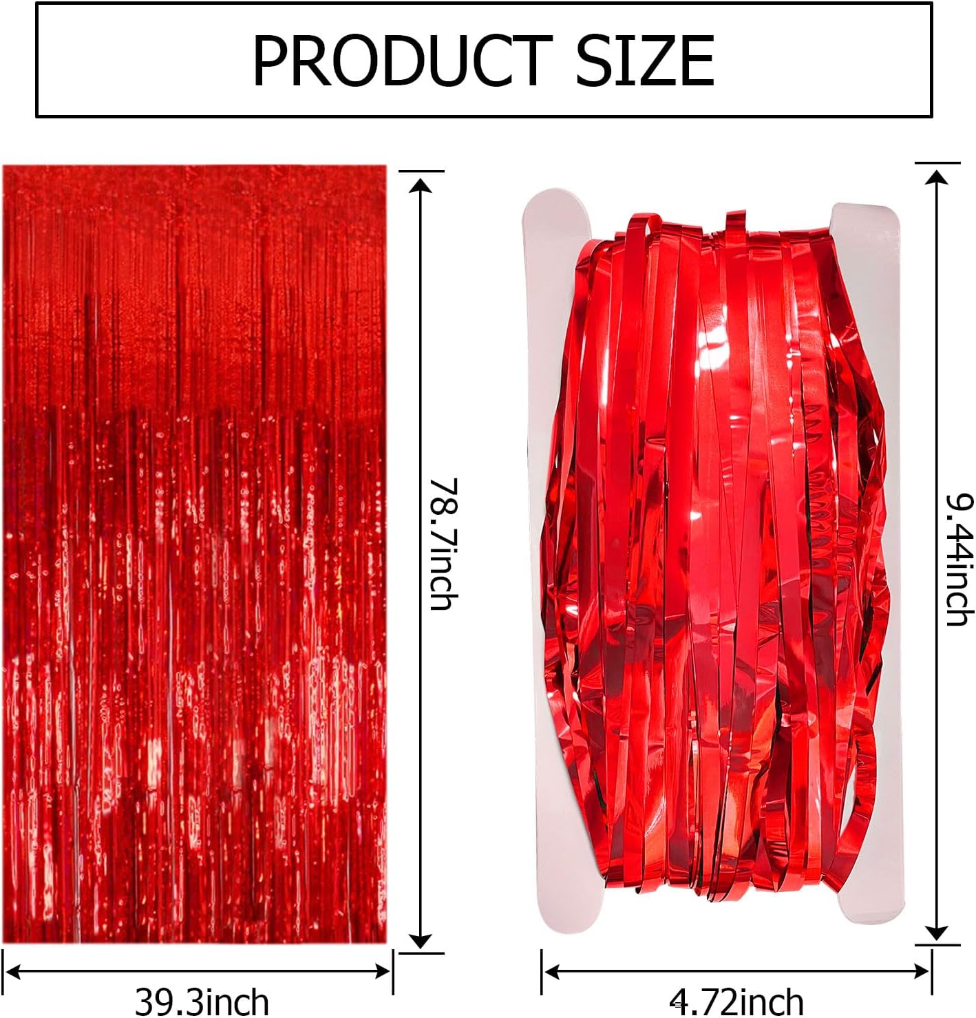 Regine Switzerland 10 Pack Red Streamers - Foil Fringe Backdrop Curtains for Party & Holiday Celebrations