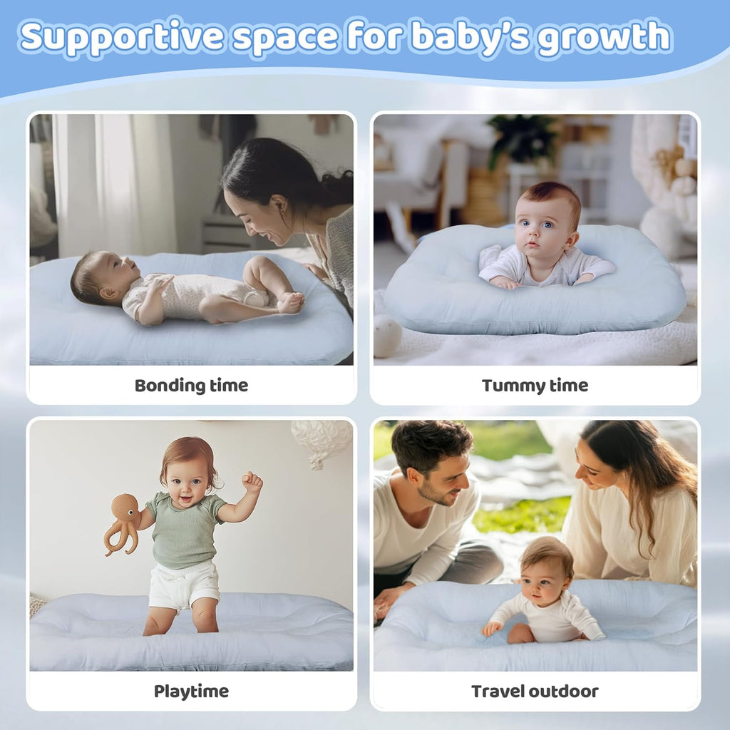 Skiennix Infant Support Cushion - Portable Tummy Time Mat for Newborns 0-24 Months | Soft Cotton, Brown