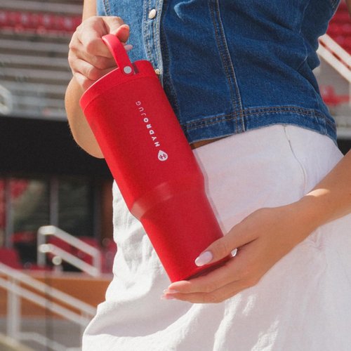 HydroJug Sport - 32oz Stainless Steel Tumbler with Straw | Vacuum Insulated, Leakproof, Ergonomic Design, Alumni Red