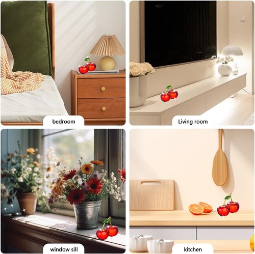 Crystal Cherry Decor - Elegant Glass Fruit Accent for Kitchen & Living Room | Red Collectible