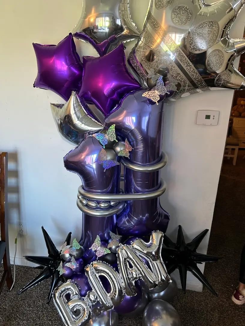 Purple Number 17 Balloon - 40 Inch 17th Birthday Decoration for Girls & Boys Party Supplies