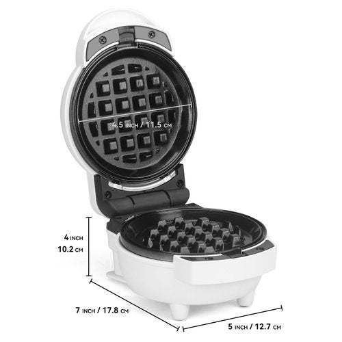 SugarWhisk 6-in-1 Mini Waffle Maker With Removable Plates, 4.5'' Mini Waffle Iron for Holidays, Parties & Events Waffle Maker Machine, 8 Plates with Premium Ceramic Coating, White