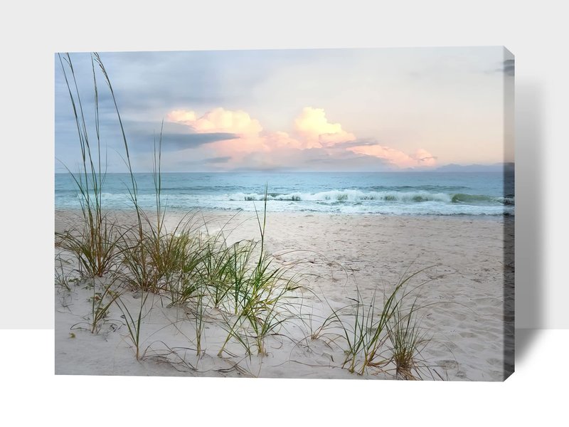 GUTTATY Beach Canvas Wall Art, Ocean Pictures Coastal Art Painting for Living Room Wall Decoration, Sea Poster Seascape Art Framed Canvas Print for Room Home Office Wall Decor (18x24 Inches)
