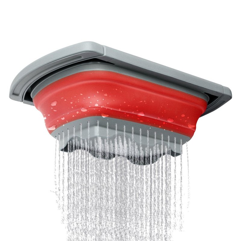 Qimh Colander Collapsible, Over The Sink Veggies/Fruit 6-Quart Strainers and Colanders with Extendable Handles, Folding Strainer for Kitchen