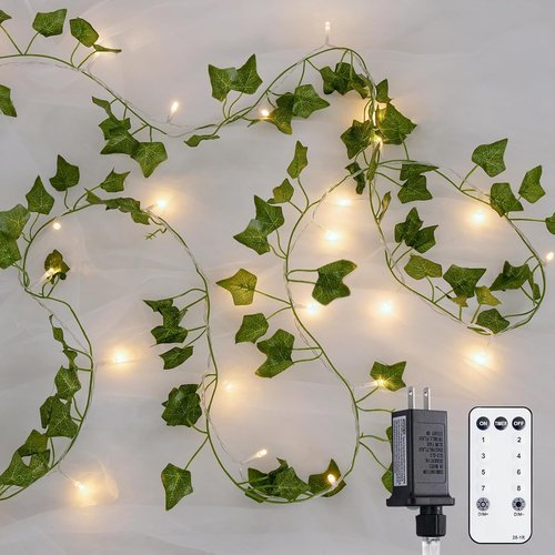 JMEXSUSS 100 LED Ivy Vines with Fairy Lights - 33 FT Waterproof String Lights with Remote | Warm White