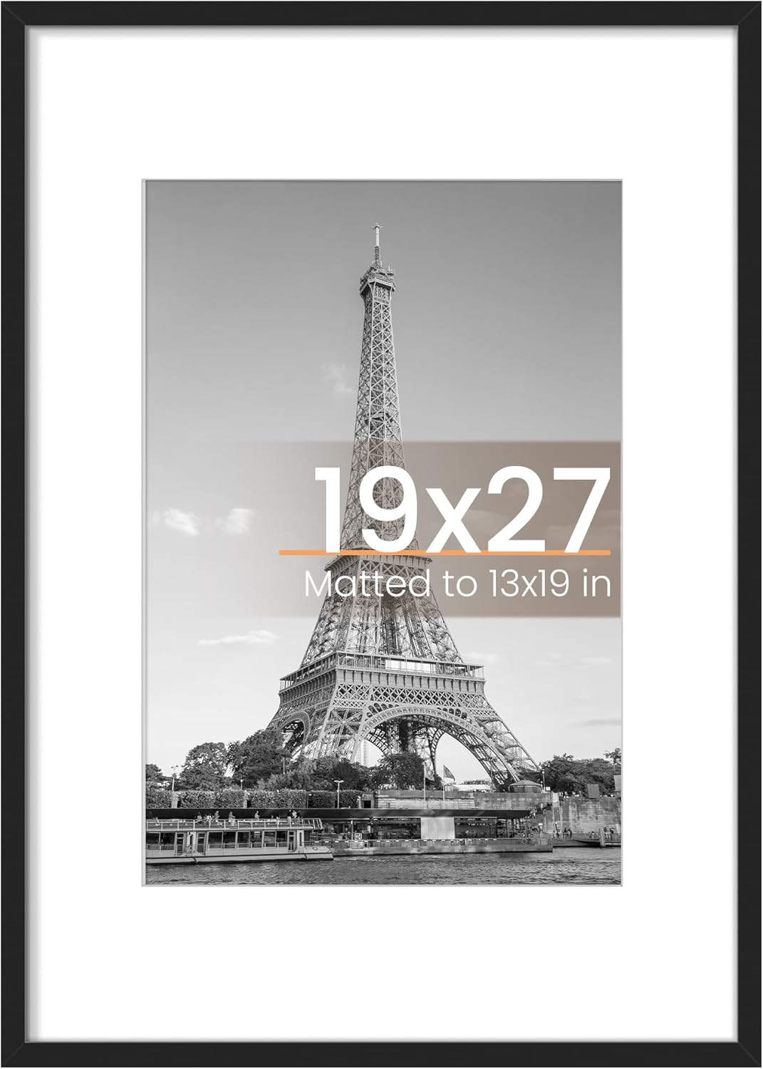 Upsimples Poster Frame - 19x27 Inch for Pictures 13x19 with Mat or 19x27 Without - Black, 1 Pack