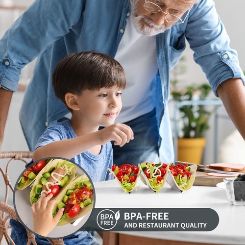 Taco Holder 36 Packs - Stainless Steel Taco Holders Set of 36 by GEIKR, Oven & Dishwasher & Grill Safe Taco Trays, Each Metal Taco Stands for 3 Tacos, Stylish Taco Rack with Handles