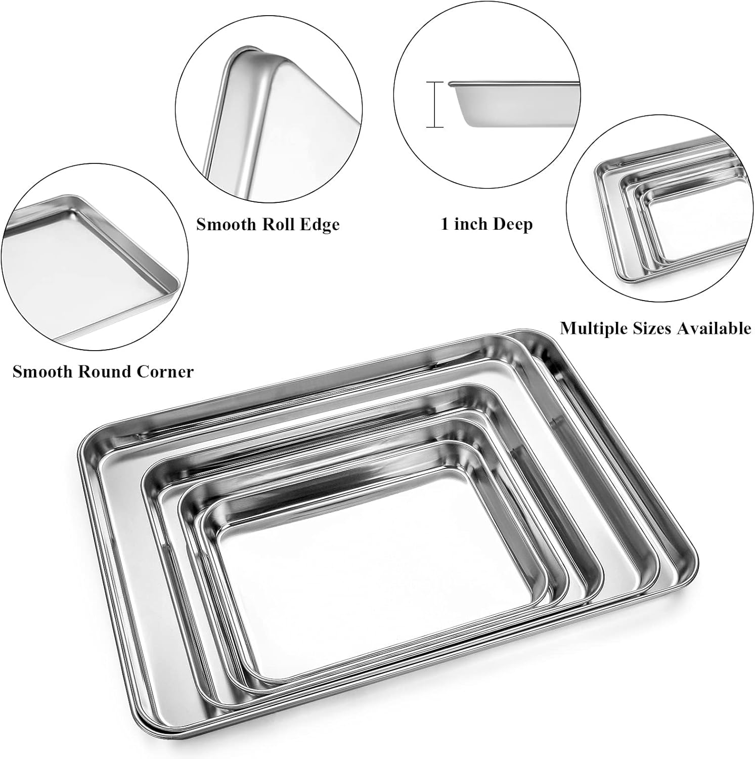 Yododo Baking Sheet Set - Stainless Steel Cookie Sheets with Cooling Racks | Heavy Duty & Easy Clean - 17½ Inch