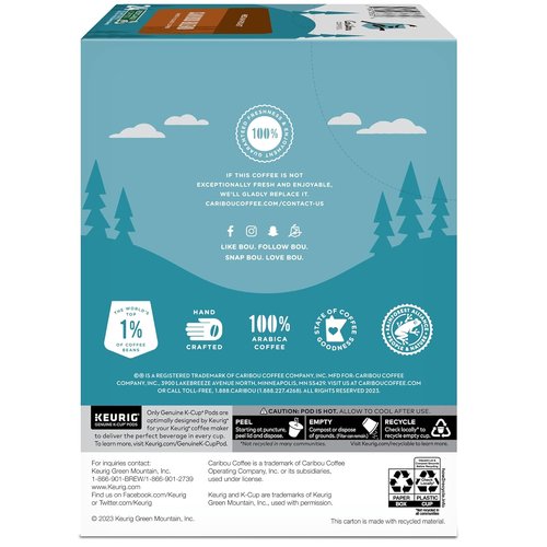 Caribou Coffee K-Cup Pods - Caribou Blend Medium Roast Coffee | 24 Single-Serve Pods