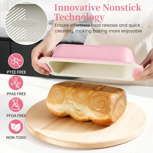 Kikcoin 25 PCS Non-Stick Baking Pans Set - Durable Silicone Handles | Oven Safe to 450°F, Pink