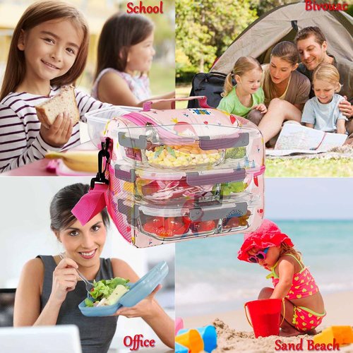 SAMERIO Small Lunch Bag Cute Cooler Lunch Box for Children Student Girls Boys Insulated Picnic Bags for School Camping
