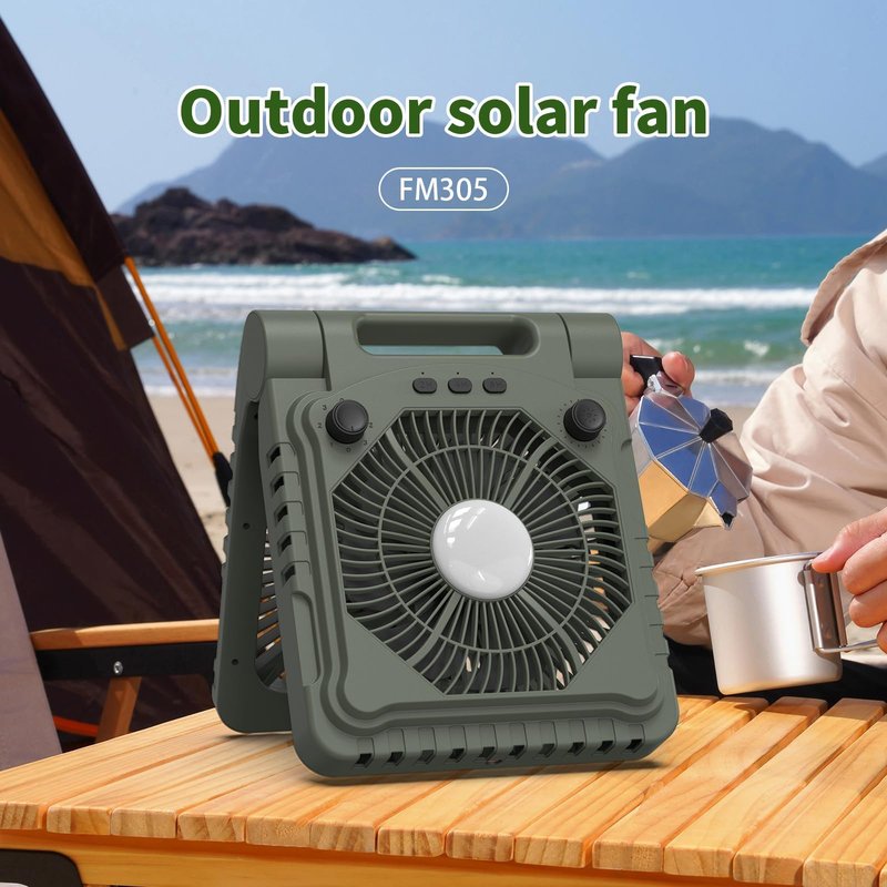 COLONOST Triple-Power Solar Camping Fan 10000mAh Portable Fan/LED Lantern, 3-Speed Settings with Solar Charging & Timer & Bracket - Compact Cooling for Outdoor/Tent/Workspaces (Green)