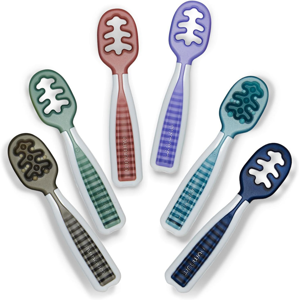 NumNum Baby Spoons Set - Silicone Self-Feeding Utensils for Baby Led Weaning | 6 Pack, BPA-Free, Beach Party