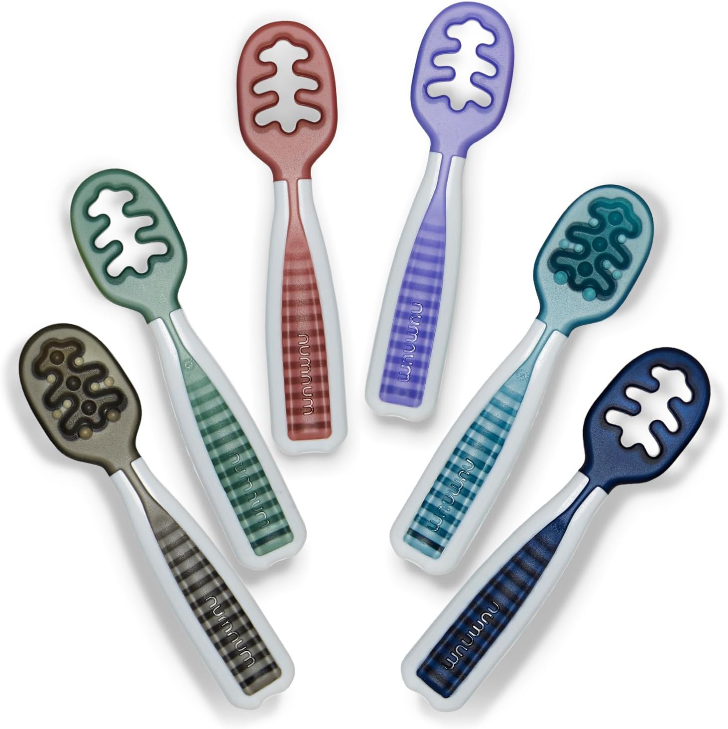 NumNum Baby Spoons Set - Silicone Self-Feeding Utensils for Baby Led Weaning | 6 Pack, BPA-Free, Beach Party