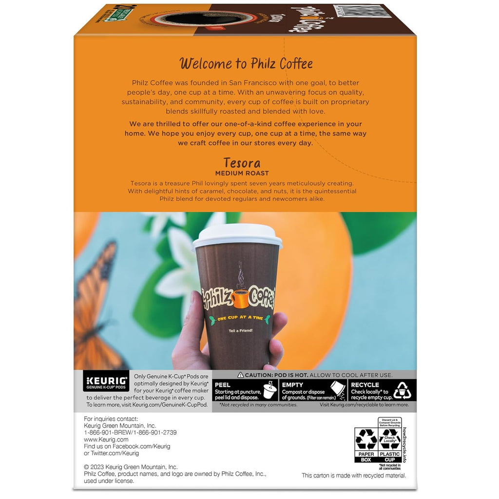 Philz Coffee Tesora K-Cup® Pods - Medium Roast Single Serve Coffee, 20 Count Pack