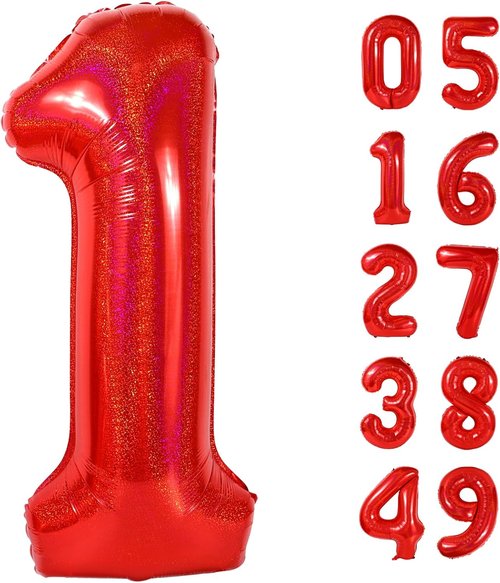 Laser Red 40-Inch Number 1 Balloon by [Brand Name] - Perfect First Birthday Decoration for Girls