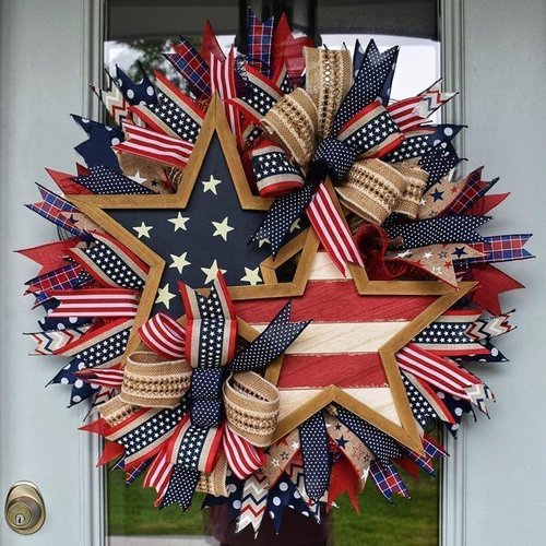 250th Anniversary Patriotic Wreath - 3D Eagle Design for Front Door | All-Weather Red, White, and Blue Decoration