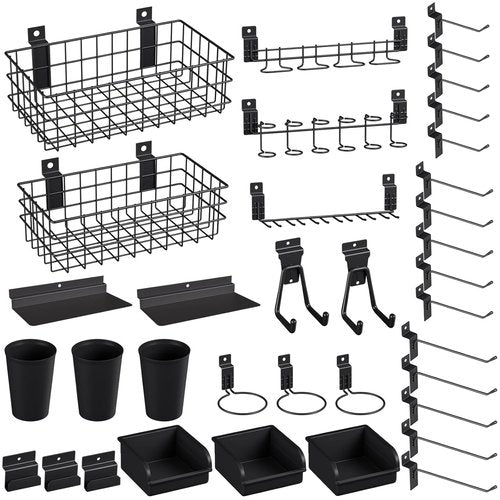 INCLY 30PCS Slatwall Accessories Set - Heavy Duty Hooks, Baskets, Shelves & Bins for Garage Organization
