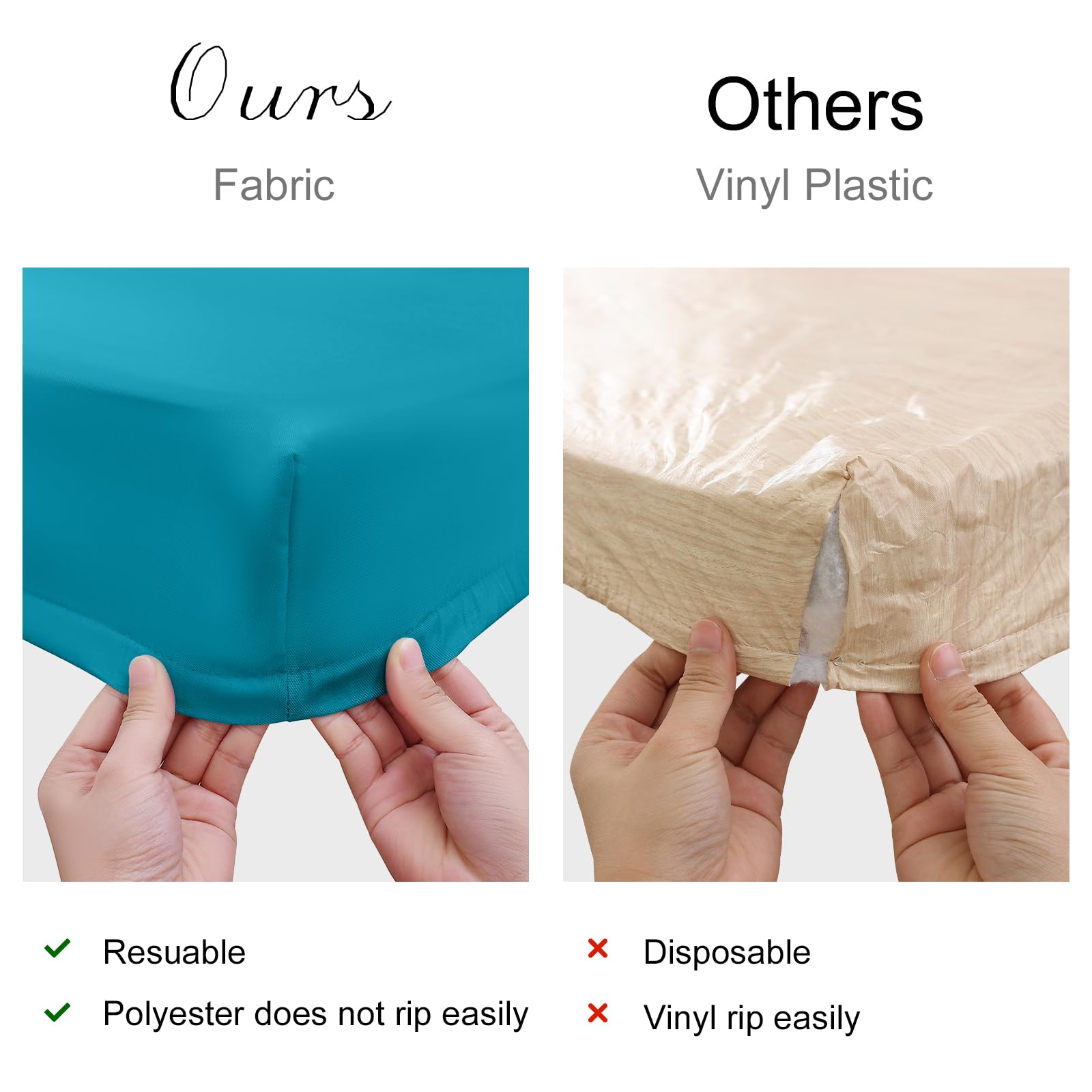 homing 4 Packs 8 Foot Rectangle Table Cloth, Waterproof Polyester Elastic Fitted Tablecloth, Washable Table Cover for Picnic, Camping, Outdoor (Teal, 30" x 96")