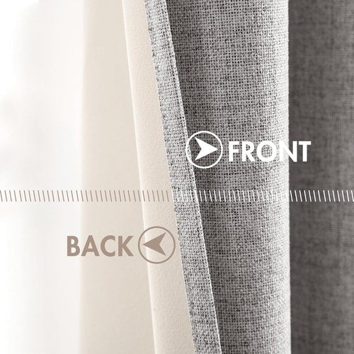 MIULEE 100% Blackout Linen Texture Curtains - Thermal Insulated Light Gray Drapes | 84 Inches, 2 Panels