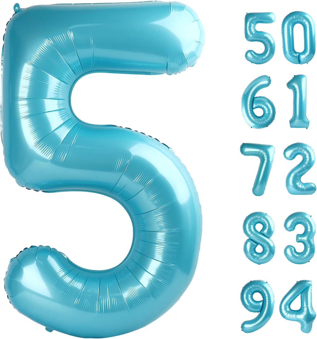Pearlescent Blue Number 5 Balloon - 40 Inch 5th Birthday Decorations | Stunning Party Supplies