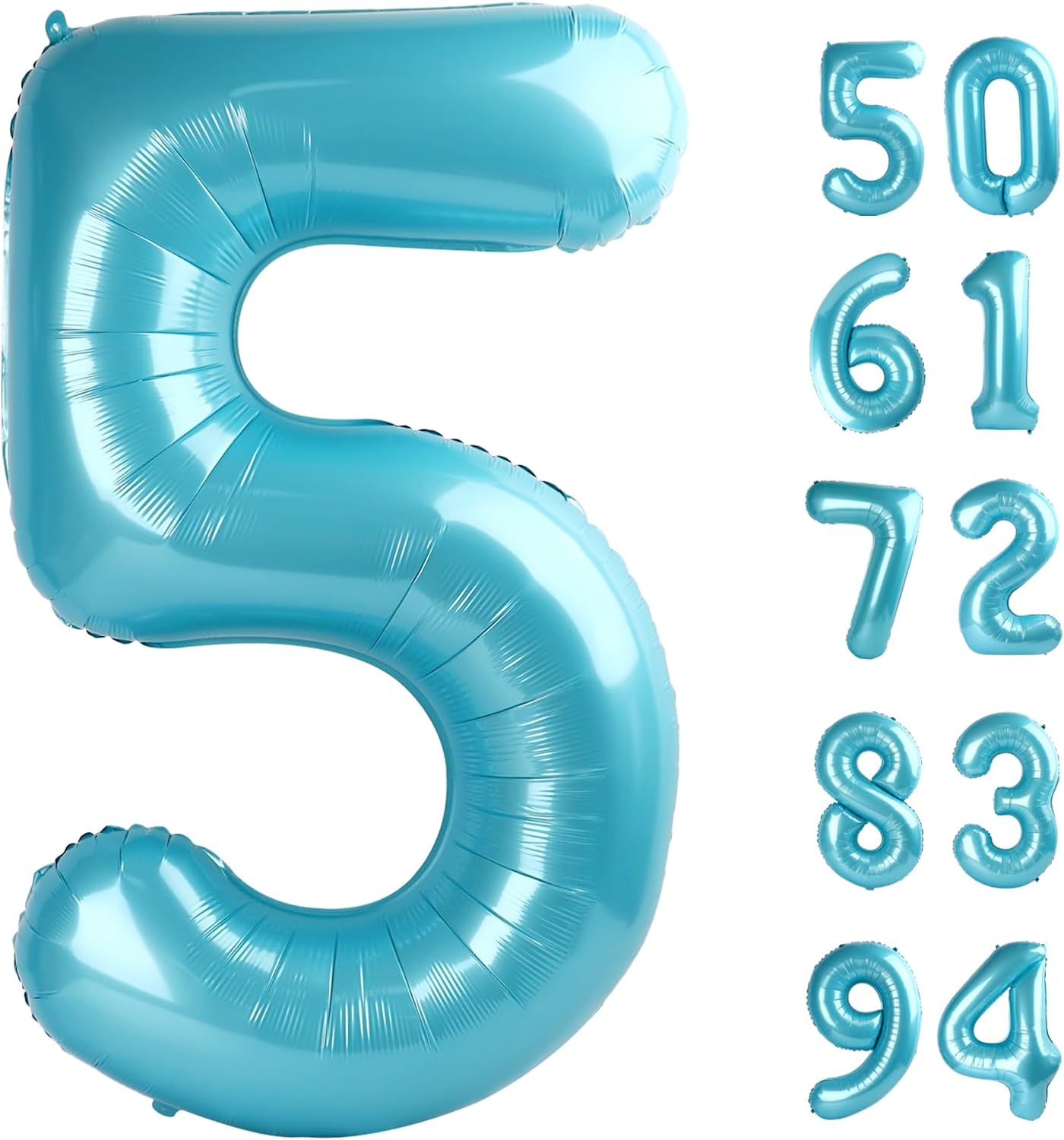 Pearlescent Blue Number 5 Balloon - 40 Inch 5th Birthday Decorations | Stunning Party Supplies