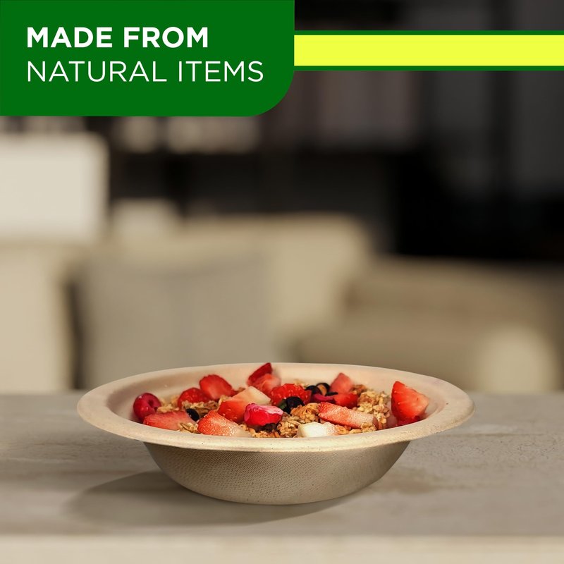 Homelance Compostable Bowls 12 OZ/350ml 150Pcs – Bamboo & Bagasse Disposable Bowls for Hot Soup-Temperature Resistant & Microwave Safe – Paper Bowls Disposable for Daily Meals