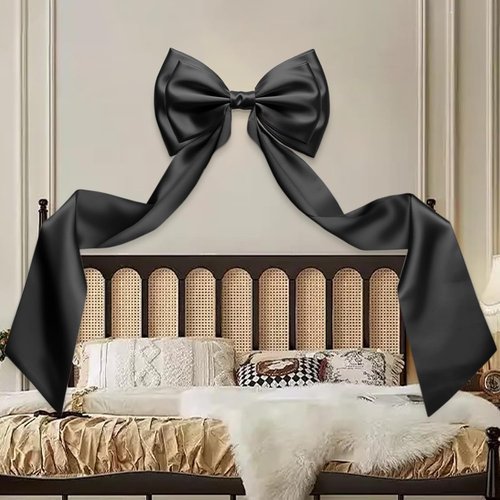 Giant Bow Decoration - 83x20 Inches Satin Bow for Party & Wedding Decor | Black Coquette Bow