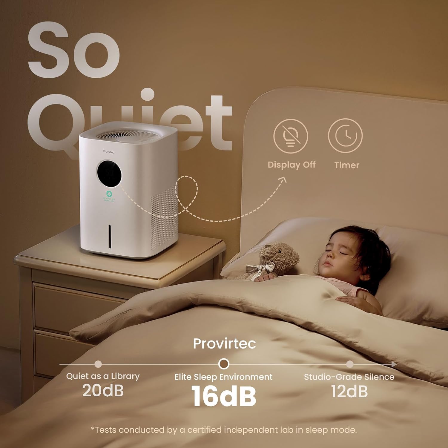Provirtec Pro Baby Humidifier - Mist-Free, BPA-Free & Quiet 16dB | 4L Easy Clean Tank for Nursery