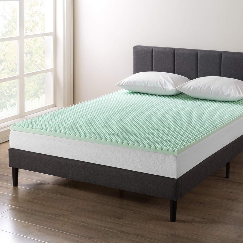 Best Price Mattress 2 Inch Egg Crate Memory Foam Mattress Topper with Calming Aloe Infusion, CertiPUR-US Certified, Queen,Green