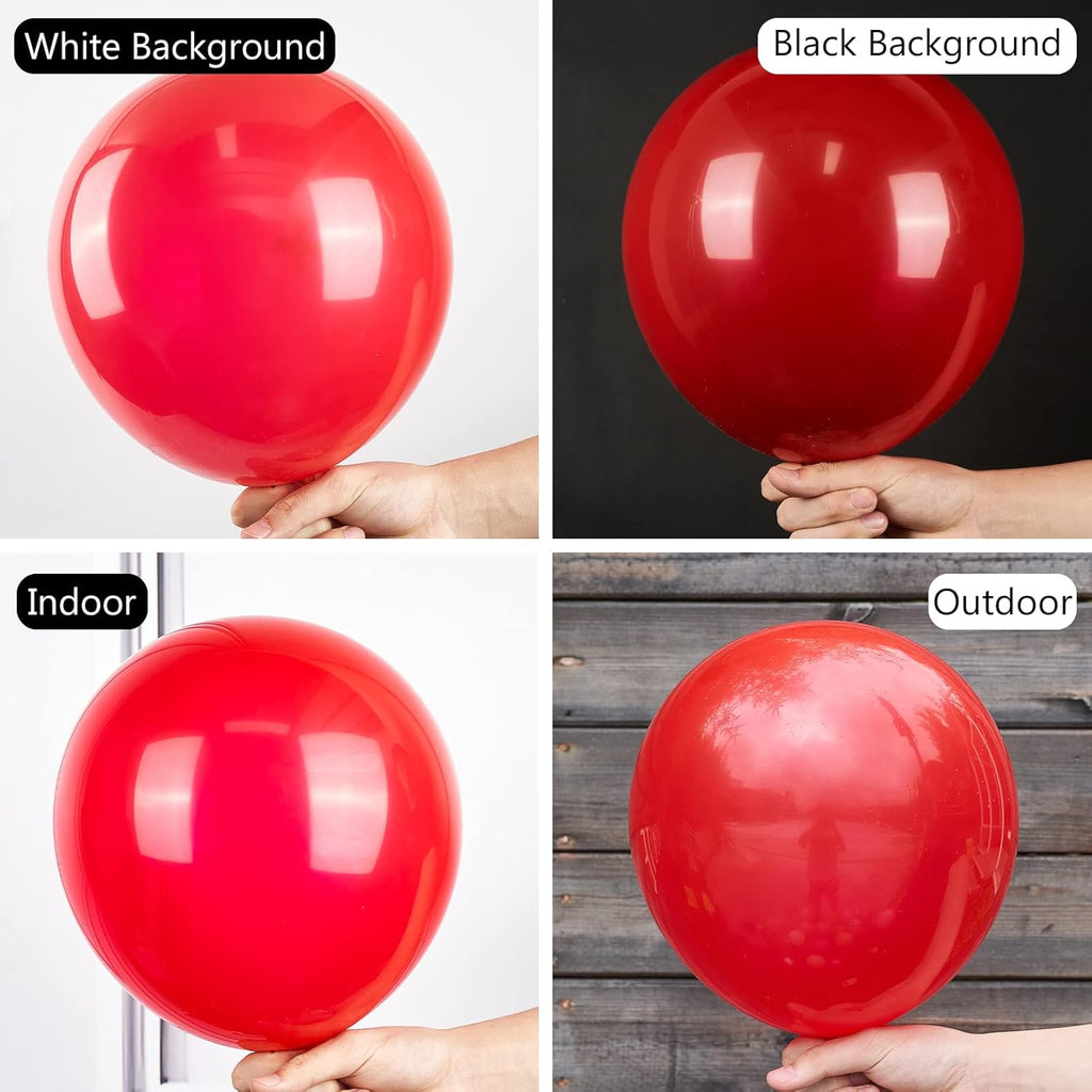 PartyWoo Classic Arch Kit - 280 Balloons in White and Red (18/12/10/5 Inch Sizes)