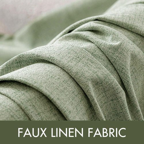 MIULEE Linen Texture Curtains - Sage Green Blackout Panels (52"W x 108"L) for Bedroom & Living Room