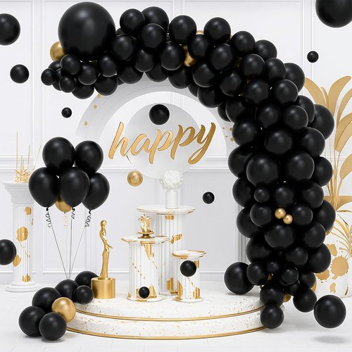EMART 100pcs Black Balloons - 12 Inch Latex Helium Quality for Birthday, Wedding & Party Decor